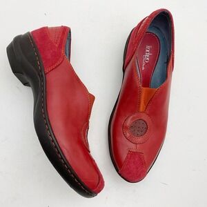 Indigo Clarks Women Red Leather Suede Slip On Comfort Shoes Clogs Womens Size 5M
